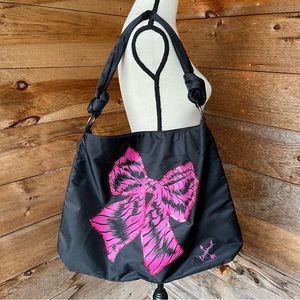 Vera Wang Lovestruck Bow Tote Black Pink Valentine’s Day Handbag Knotted Handle
